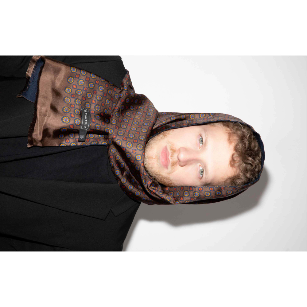 Patterned Silk Scarf in a noble shade of brown